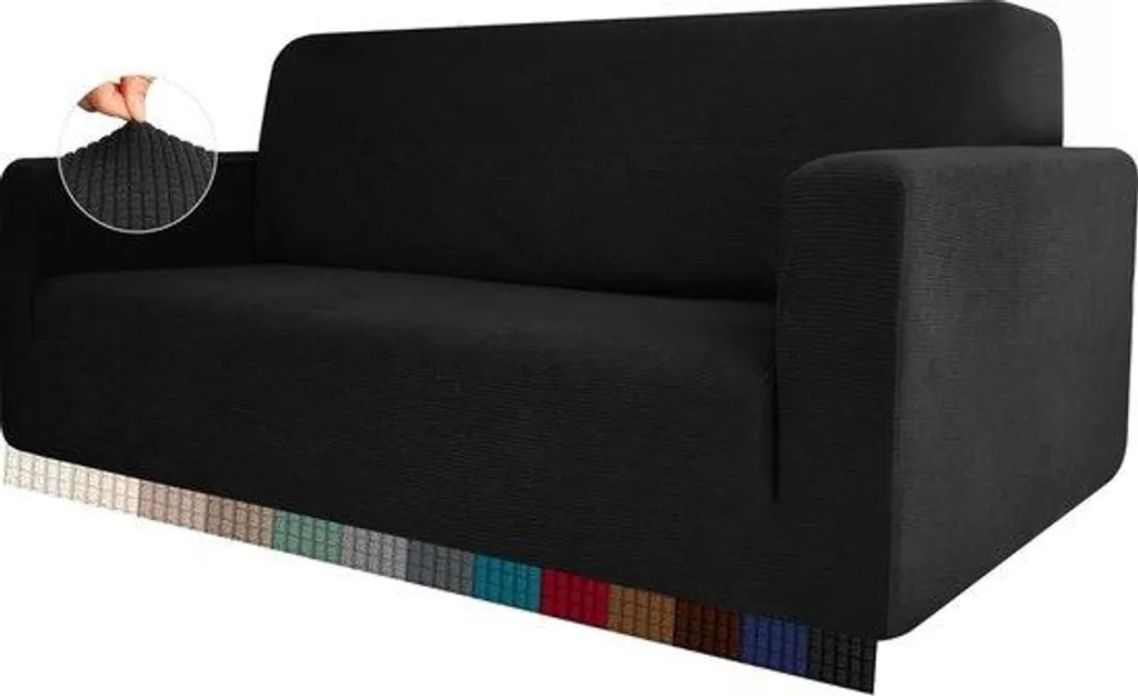 Housse de banc extensible noire 2 places pour rénover un meuble abîmé