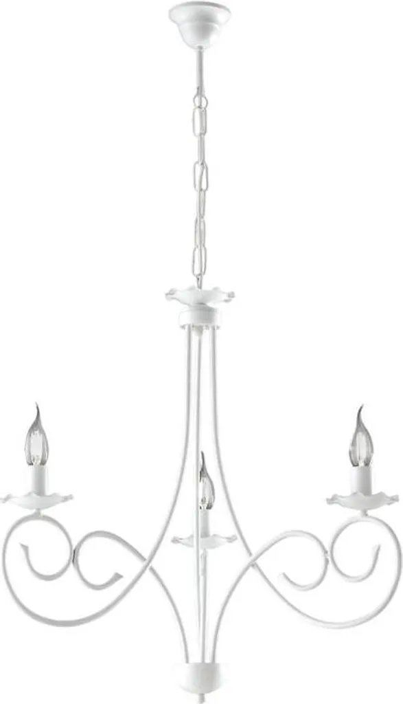Lustre de salon blanc style shabby Alma 3 lumières pour déco romantique
