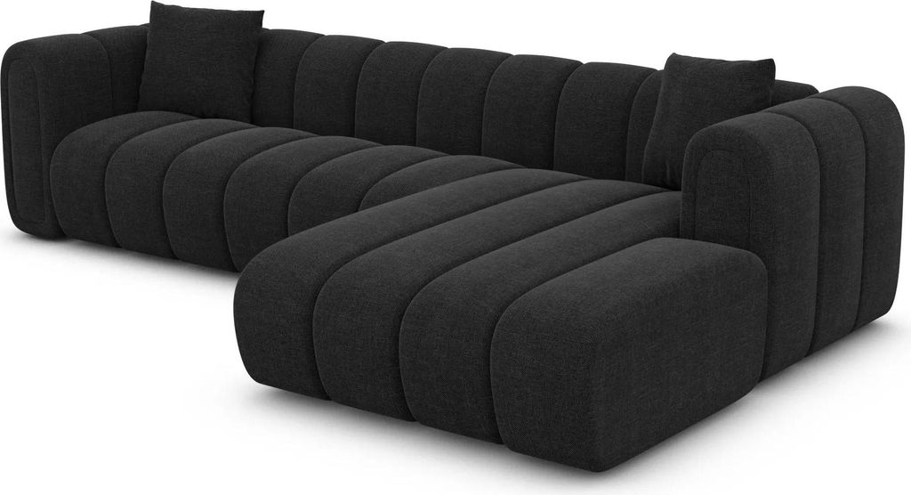 Strukturstoff L-Form Sofa Amoria Schwarz Rechts