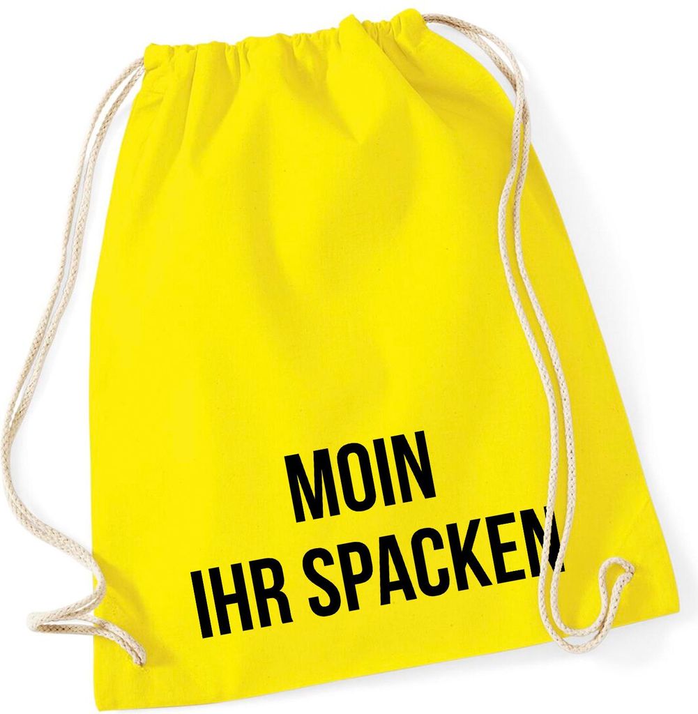Huuraa Turnbeutel Moin ihr Spacken Spruch 12 Liter Yellow Baumwolle Rucksack Geschenkidee