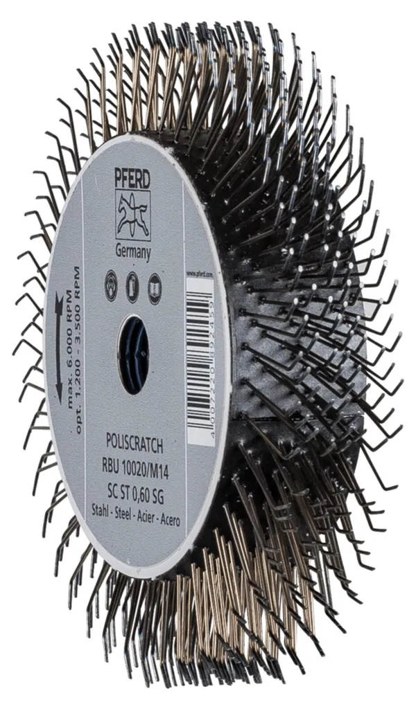 Brosse de touret circulaire 100mm avec filetage M14 pour métal
