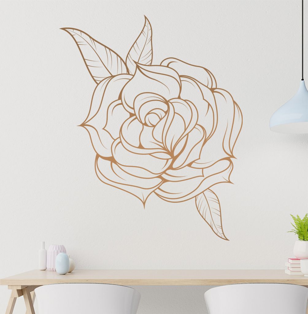 KIWISTAR Feine Rose Flower Liebe Wandtattoo in 6 Größen - Wandaufkleber Wall Sticker - Dekoration, Küche, Wohnzimmer, Schlafzimmer, Badezimmer