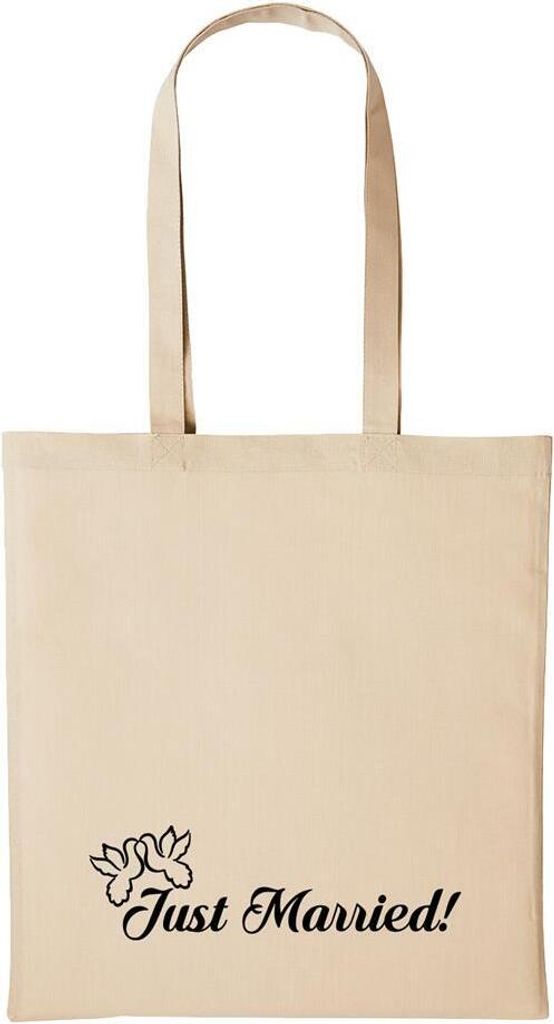 Huuraa Baumwollbeutel JUST Married! Geschenk Einkaufstasche Natural 10 Liter Baumwolle JUST Married! Accessoire