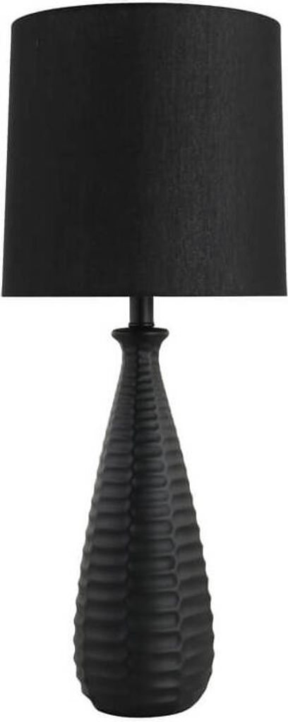 HOME DELUXE Große Tischlampe mit Stoffschirm MELVA - Schwarz | Tischleuchte Schreibtischlampe Nachttischlampe