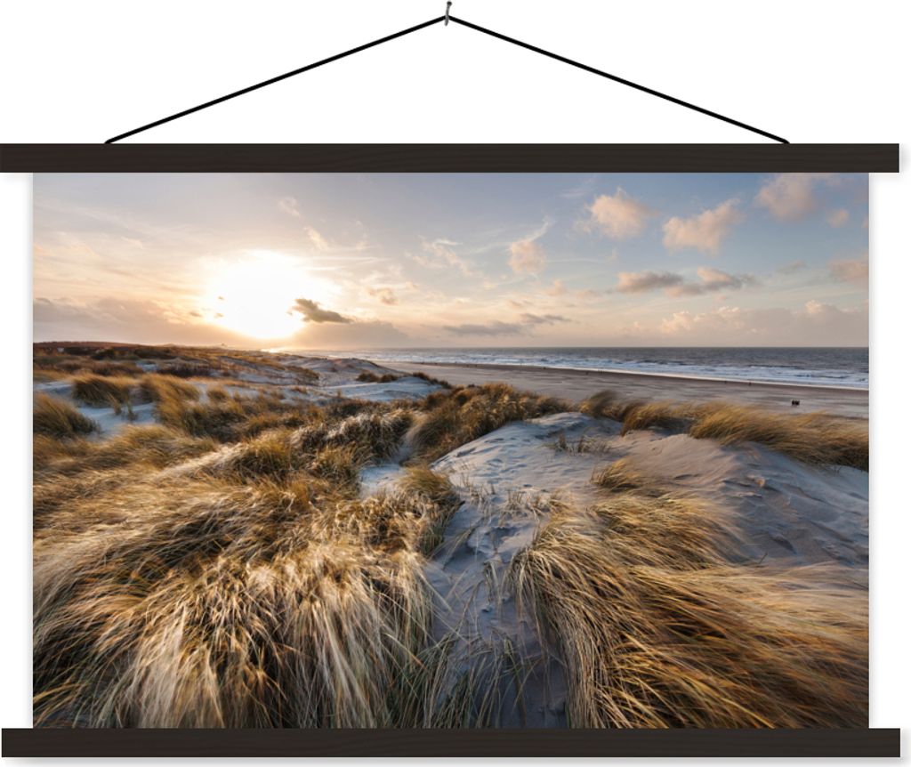 MuchoWow Textilposter Strand - Meer - Scheveningen - Niederlande 60x40 cm mit schwarzem Rahmen - Hölzernes