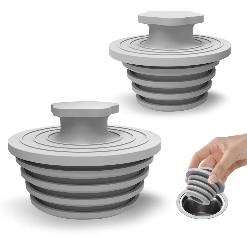 Bouchon lavabo universel en silicone souple lot de 2 pour douche et bain
