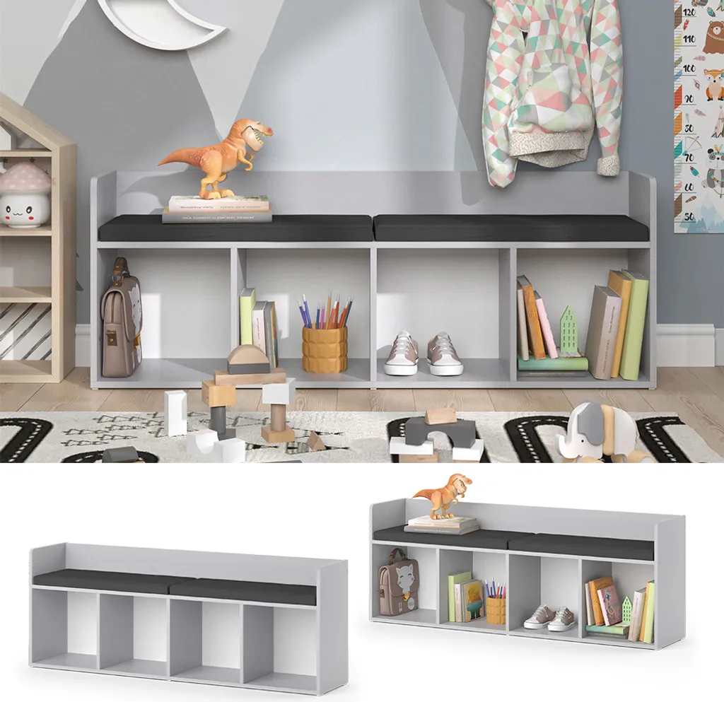 Bibliothèque enfant à 4 compartiments Vicco Luigi Gris clair 142cm