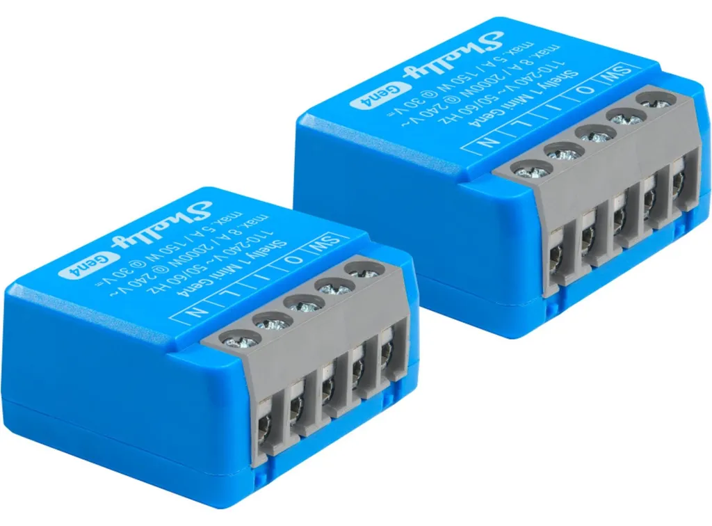 Domotique sans fil Shelly 1 Mini Gen4 lot de 2 modules Zigbee WiFi