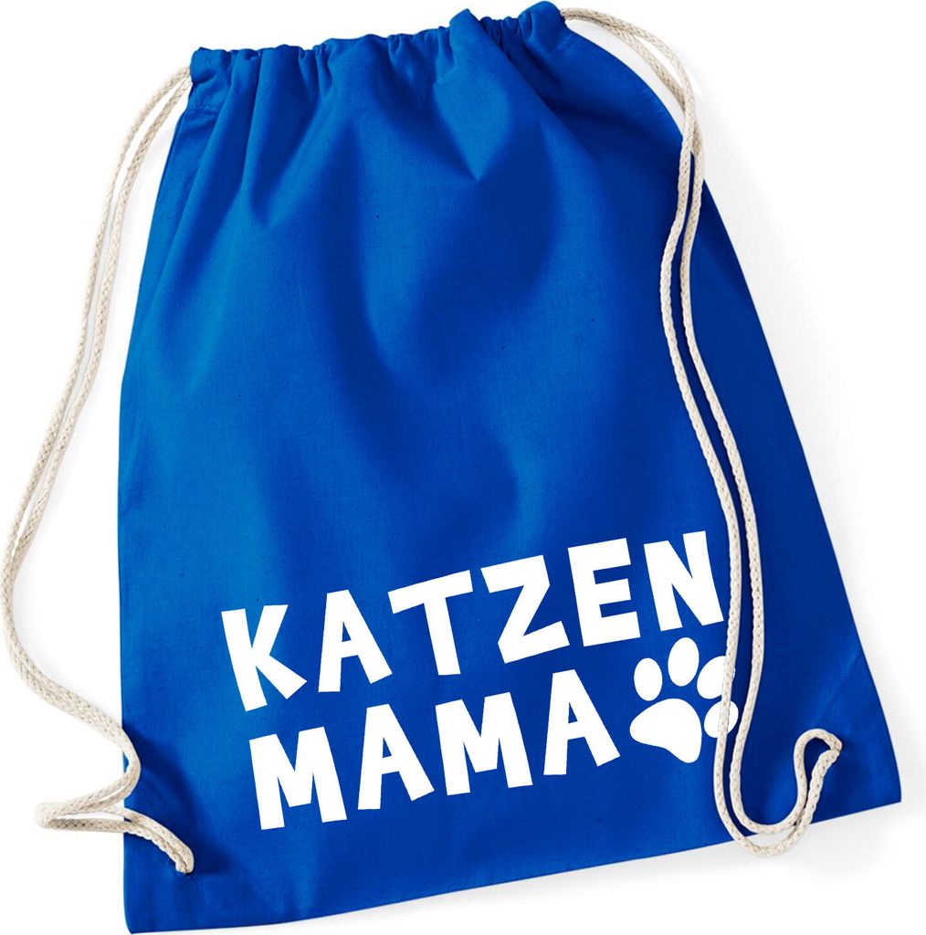 Huuraa Turnbeutel Katzenmama Tapse 12 Liter Bright Royal Baumwolle Rucksack Geschenkidee