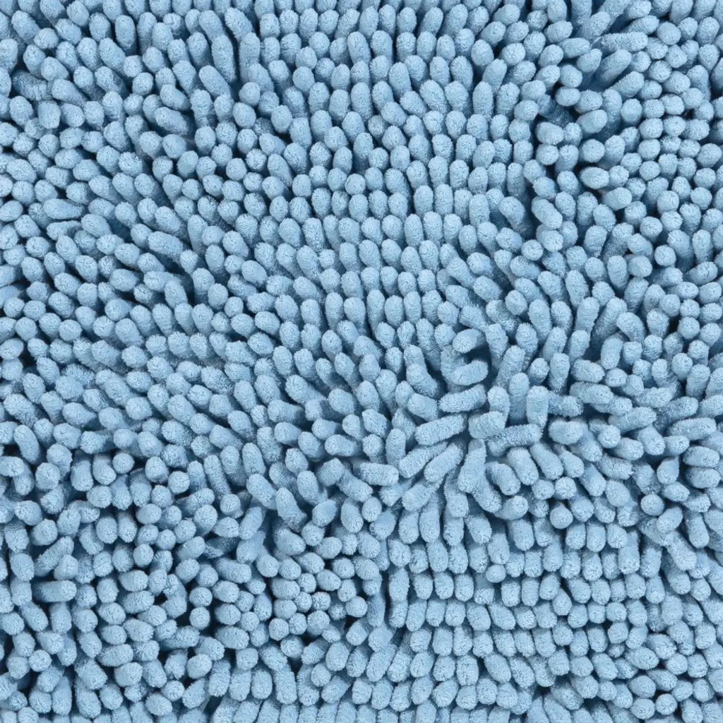 Tapis de Douche Absorbant en Chenille Bleu - Microfibre Douce 45x45cm - 7