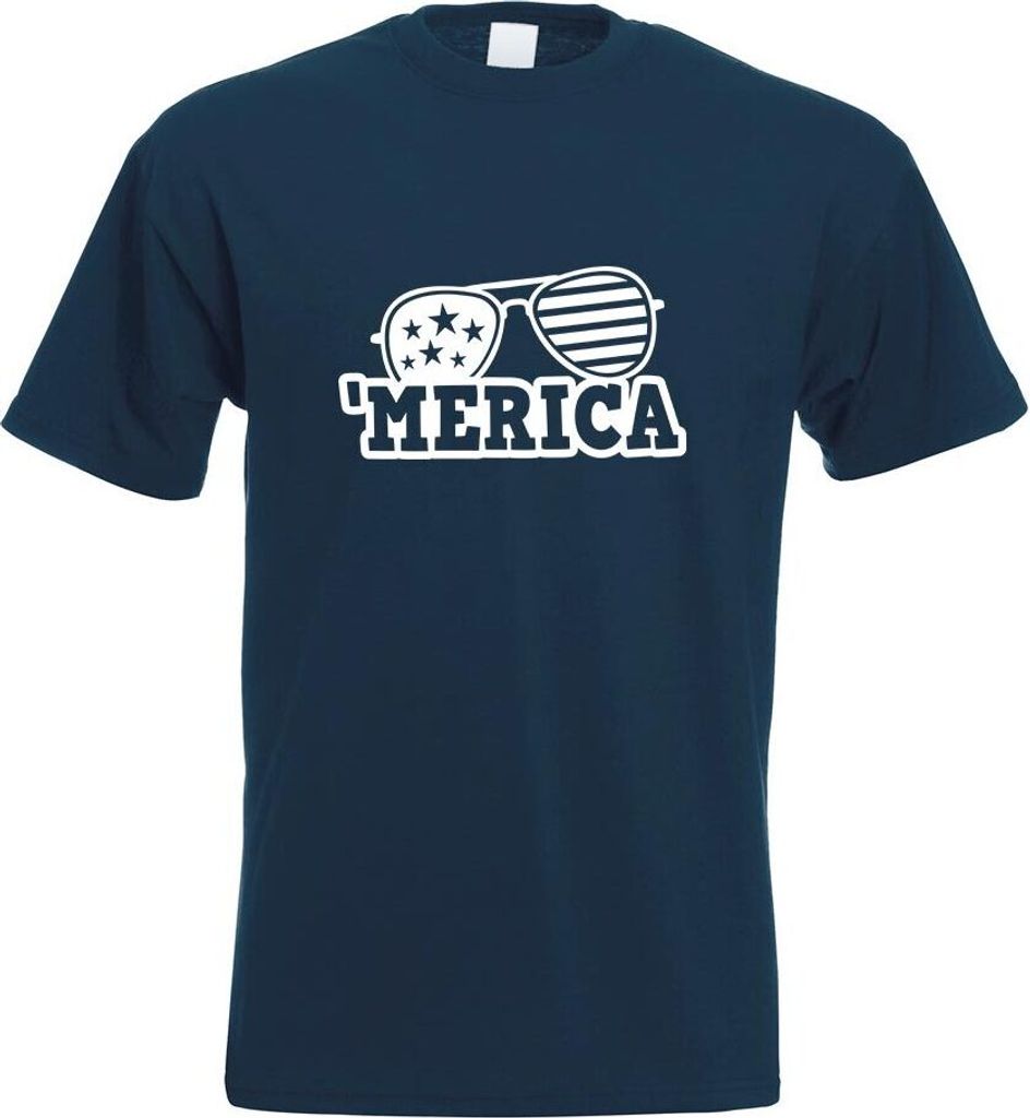 Kiwistar - T-Shirt - Navy - Merica - USA Amerika Herren Funshirt Bedruckt Design Sprüche Spruch Motive - mit Motiv Bedruckt - Funshirt Design - Sp...