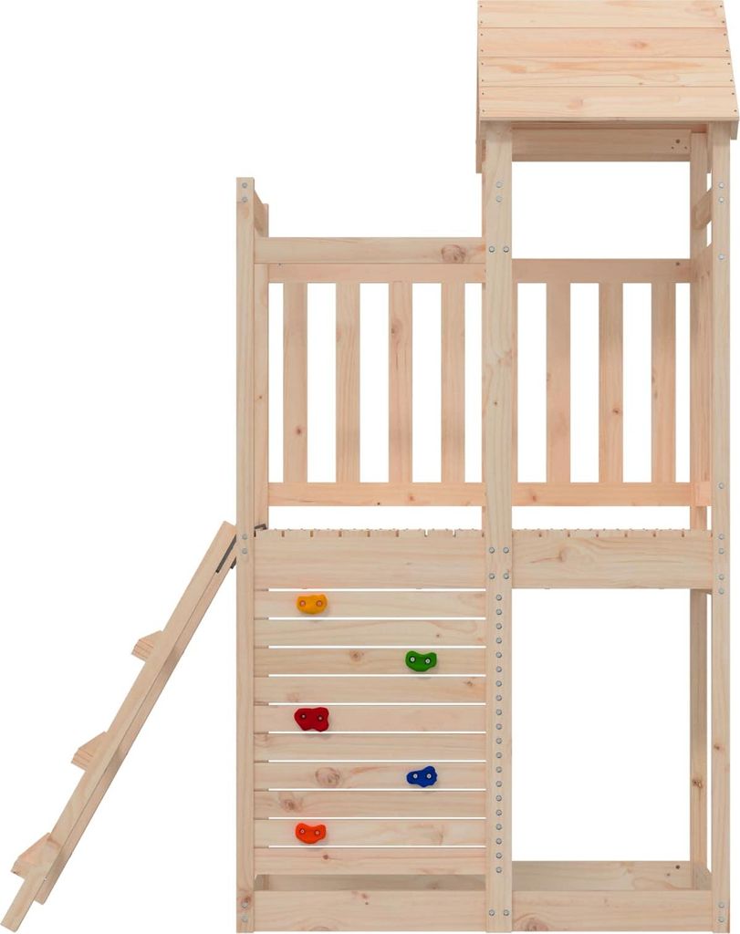 vidaXL Spielturm Braun 110,5 x 52,5 x 214 cm Massives Kiefernholz