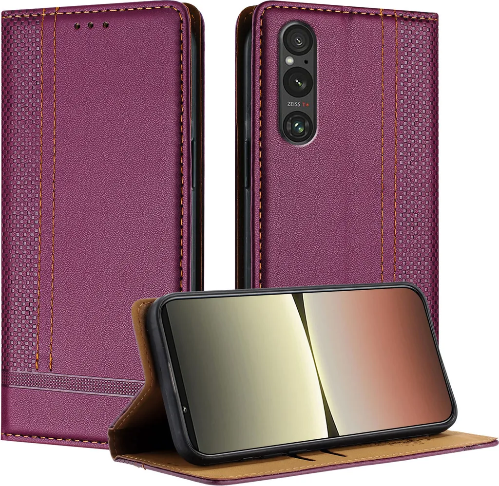 Cover a Libro Sony Xperia 1 V Viola | Pelle Antiurto con Stand Video
