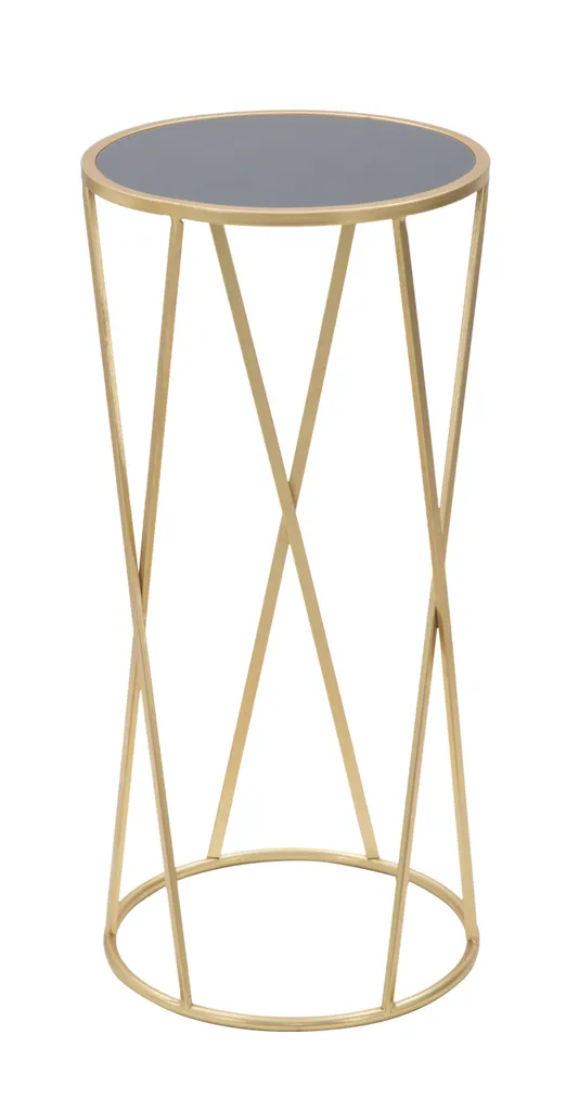 Tavolino Porta Telefono Mauro Ferretti Luxury Ø 35x75 Oro e Nero