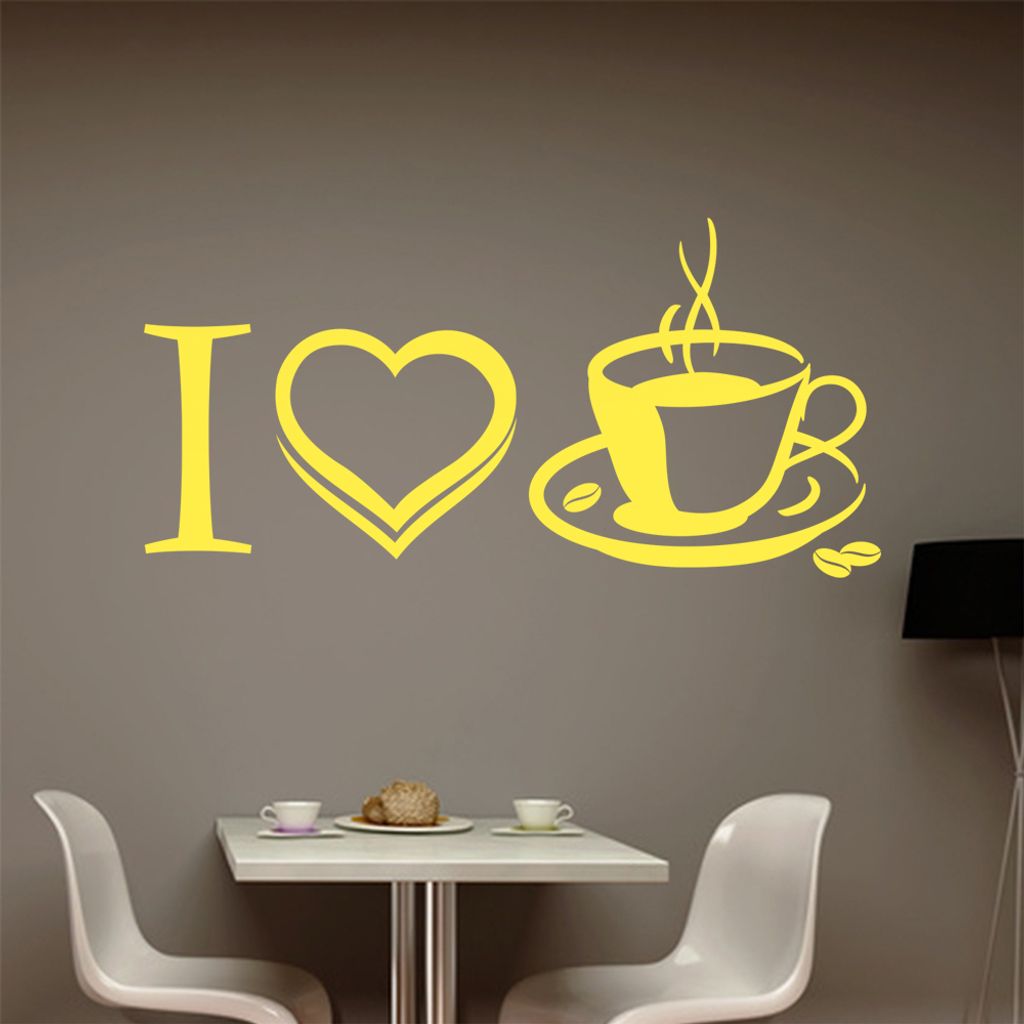 I Love Coffee II Wandtattoo in 6 Größen - Wandaufkleber Wall Sticker - Dekoration, Küche, Wohnzimmer, Schlafzimmer, Badezimmer