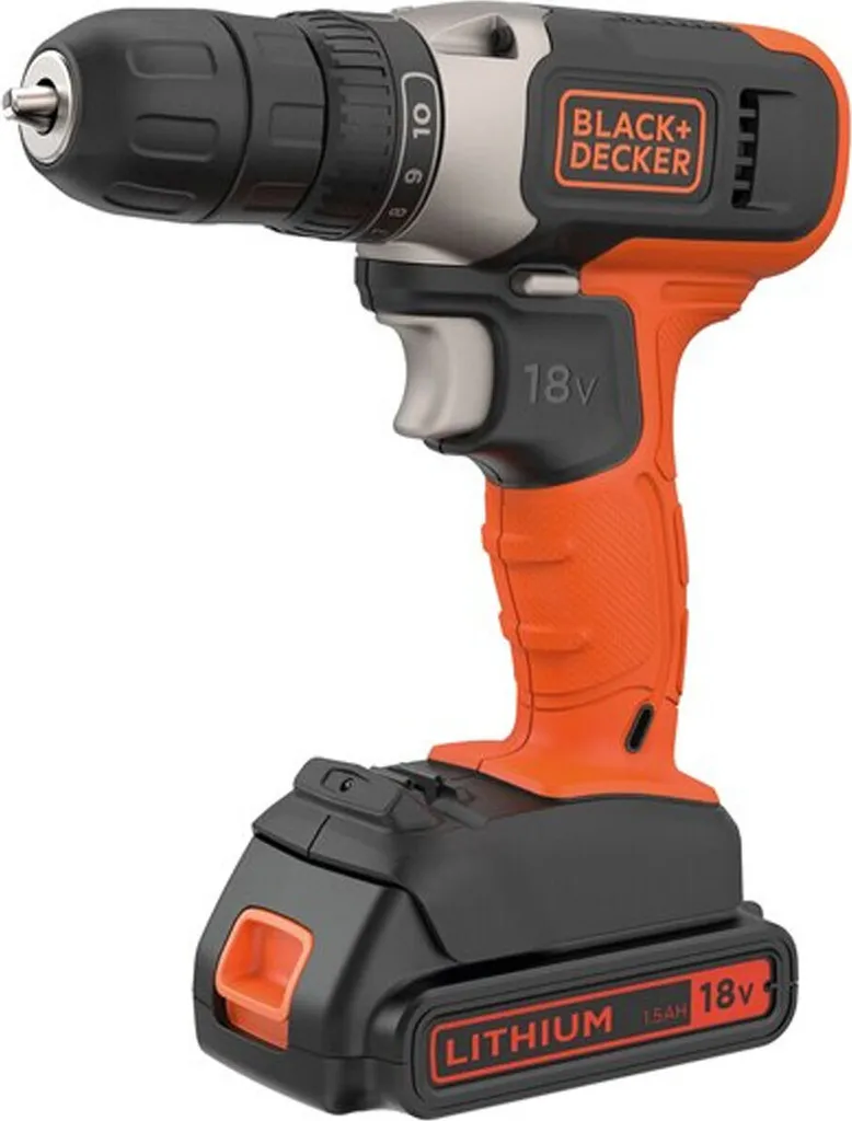 Perceuse visseuse 18V Lithium BLACK+DECKER - Lot de 2 batteries 1.5 Ah