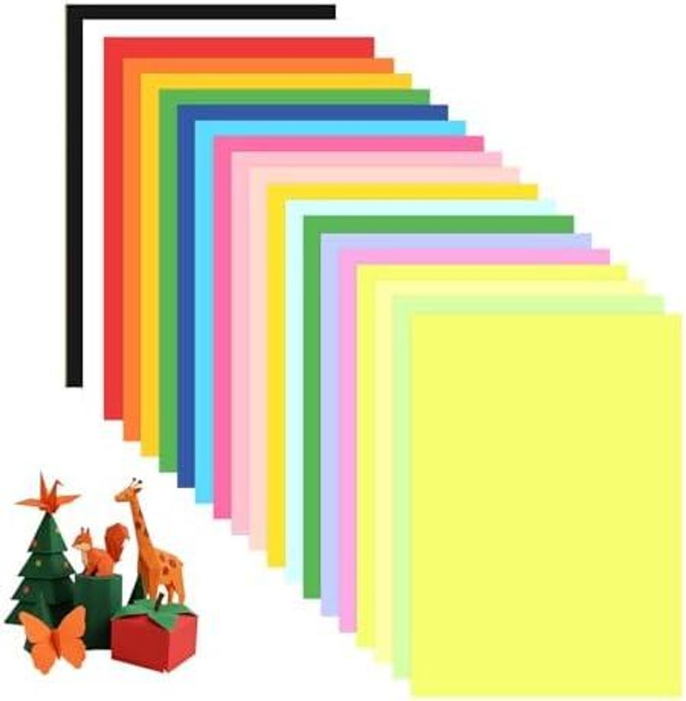 Origami Papier, 200 Blatt Buntes Papier A4, 20 leuchtende Farben, 80 g/m? Doppelseitig Tonpapier Bunt Bastelpapier Faltpapier für DIY Origami Bast...