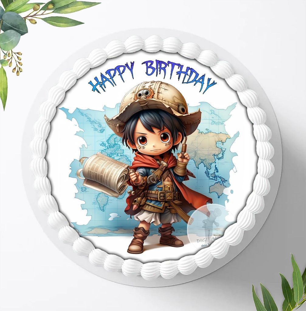 Für die Geburtstags Torte ein Tortenaufleger, Zuckerbild mit dem Motiv: Piraten, Essbares Foto für Torten, Fondant, Ø 20cm, 2277z