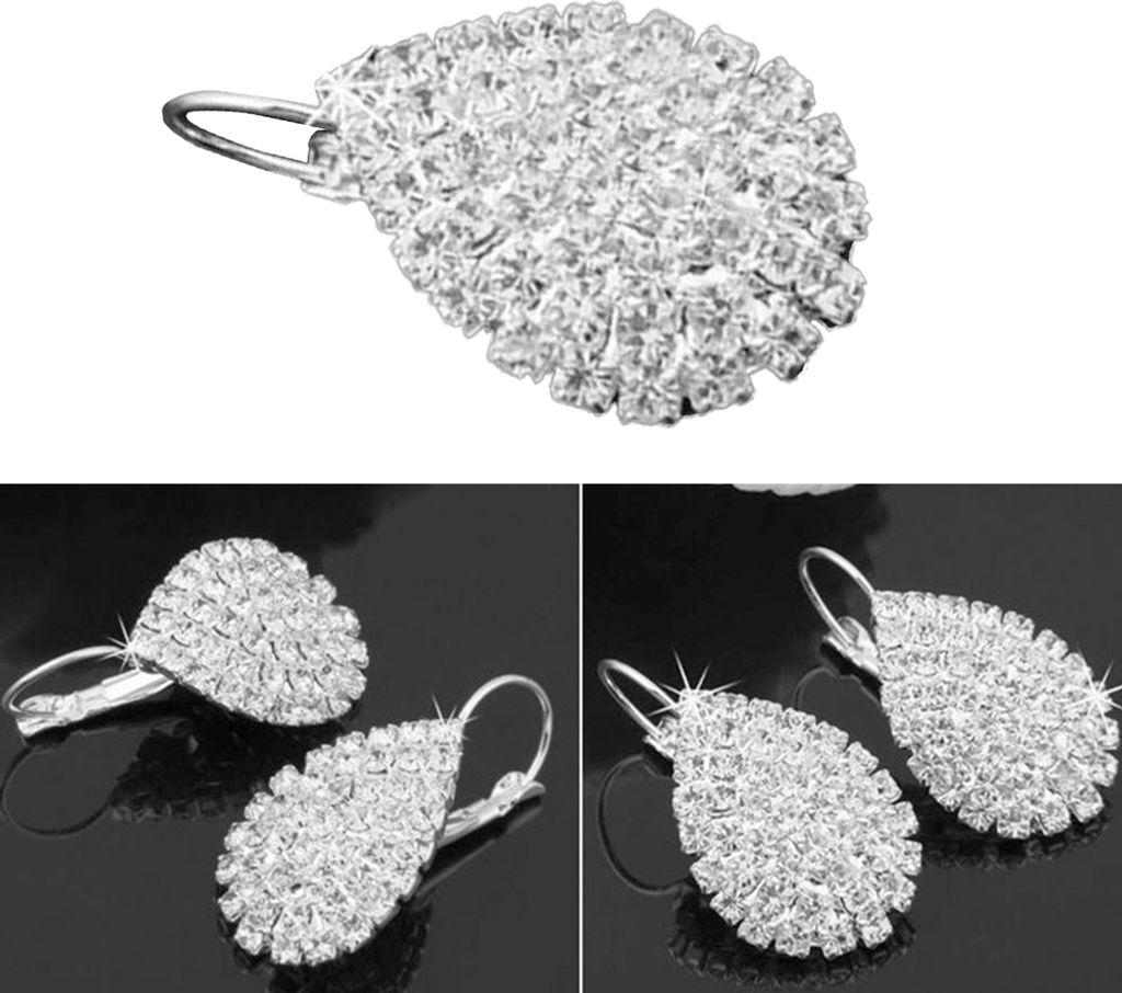 Frauen Mode Luxus Glänzenden Strass Waterdrop Anhänger Ohrringe Schmuck