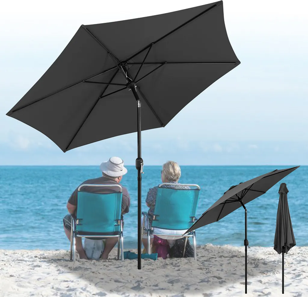 Ombrellone Patio Fiqops 2.7m Idrorepellente Grigio: Design e Comfort