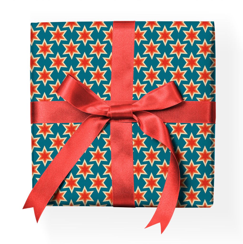 70s Sternen Geschenkpapier Retro Vintage Produktbild 