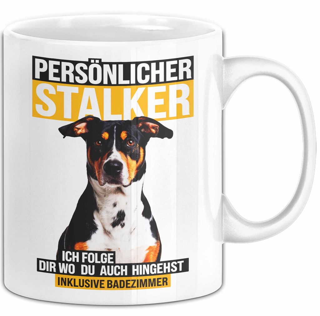 Appenzeller Sennenhund Hund Tasse Geschenk Lustige Geschenkidee Spruch Persönlicher Stalker Ich Folge Dir Wo Du Auch Hingehst (Weiß)