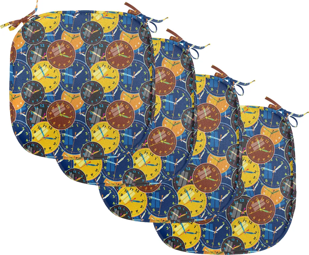 Galettes de chaise de cuisine imperméables 40x40 lot de 4 déco Jaune Noir