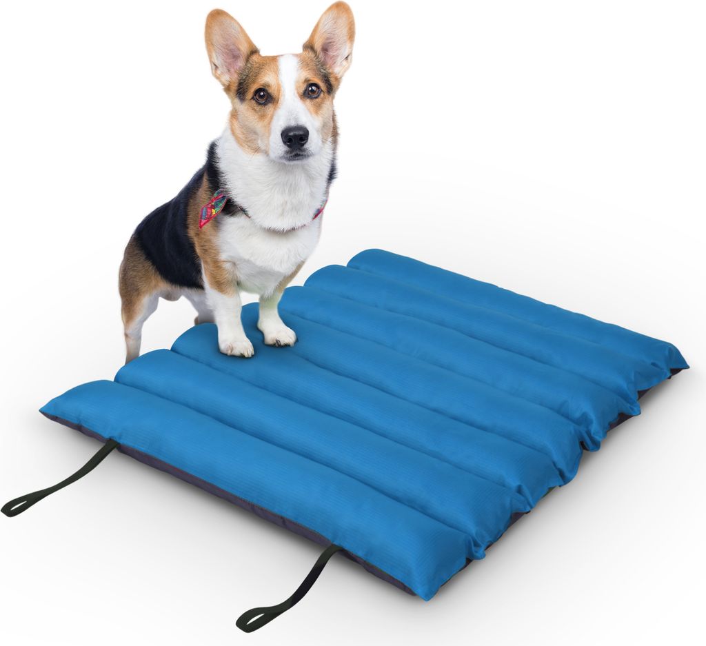 Hundematte 85x70cm ( Blau ) - Outdoor - wasserabweisend & atmungsaktiv - Hundebett gepolstert - waschbares Hundekissen für draußen