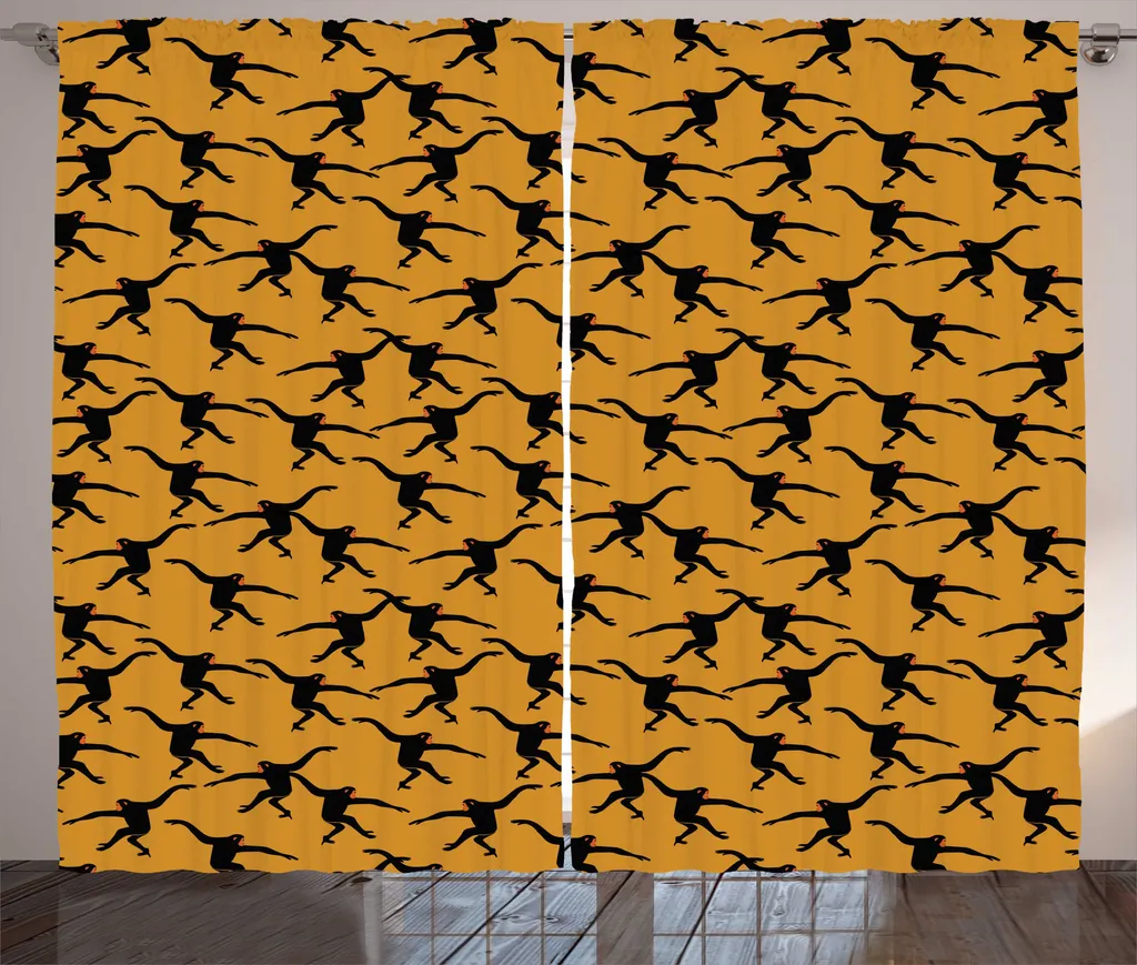 Rideaux Anti-Vis-à-Vis Design Singe pour Grandes Fenêtres 280x225 cm