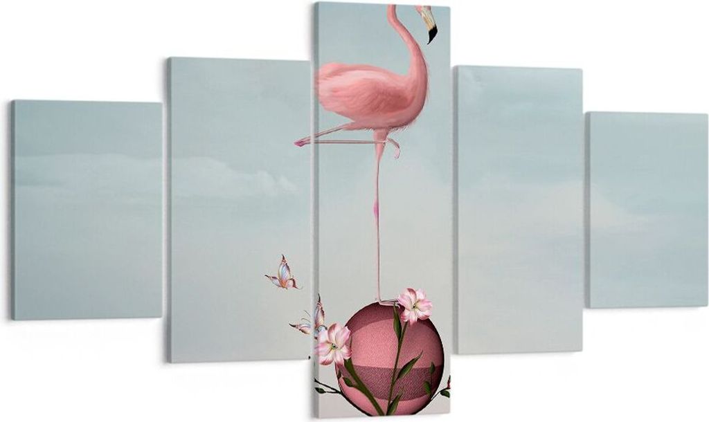 Bild auf Leinwand - Leinwandbild - Flamingo Blume Grafik Produktbild 