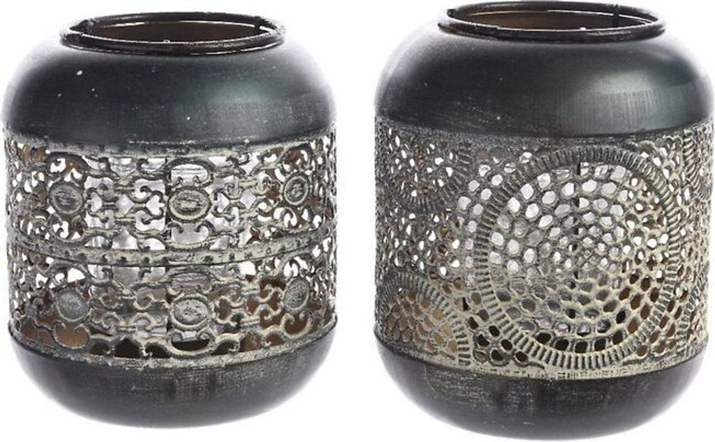 Kaemingk Teelichthalter 2er Set 11 x 14cm Metall kupferbraun
