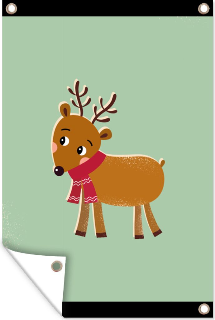 MuchoWow 40x60 cm Outdoor-Poster Gartendeko Sichtschutz Garten Poster für den Garten Rentier - Weihnachten - Winter - Grün