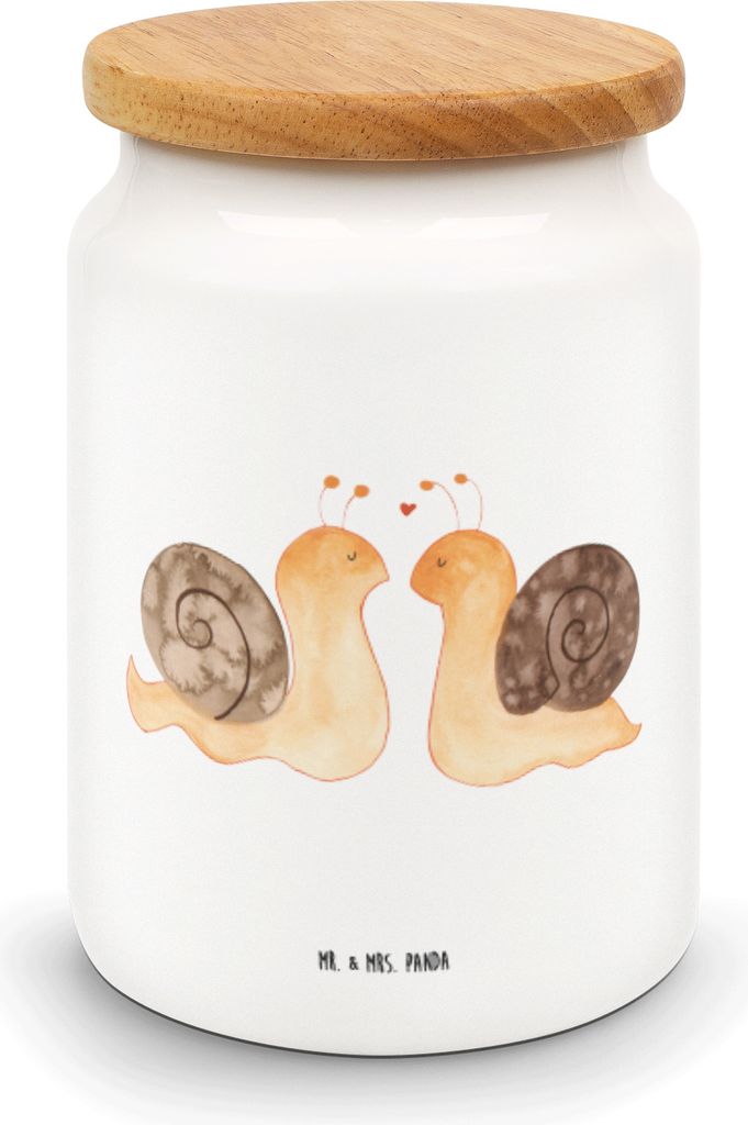 Mr. & Mrs. Panda behälter Schnecken Liebe - Weiß - Geschenk, Kaffeedose, Dose, Pärchen, Verliebt, Keksdose, zuckerdose, Paar, Freundin, Zufriede...