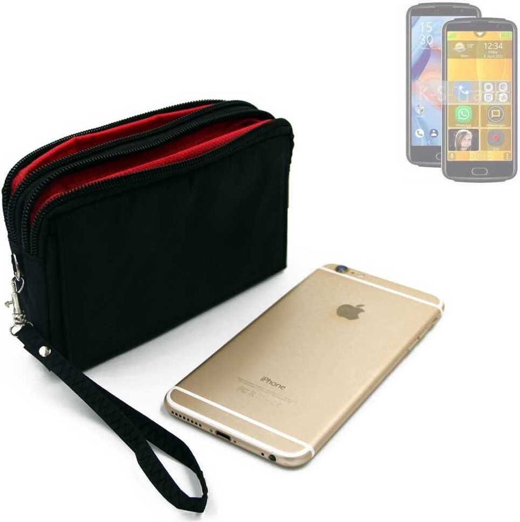 K-S-Trade Schutz Hülle Handy Hülle kompatibel mit Bea-fon M7 Gürteltasche Travelbag Handytasche mit Zusatzfächern, schwarz