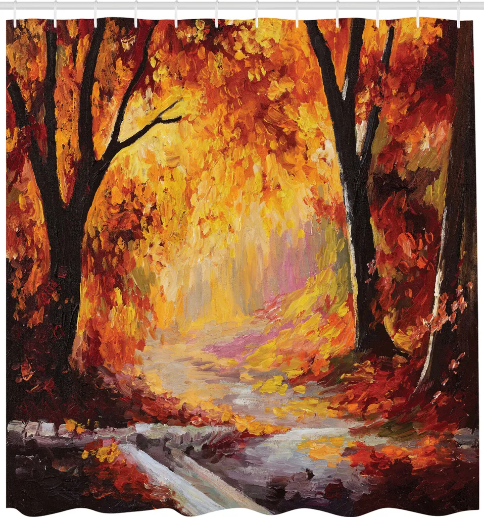 Grand Rideau de Douche en Tissu Imprimé Automne avec Crochets 175x240 cm