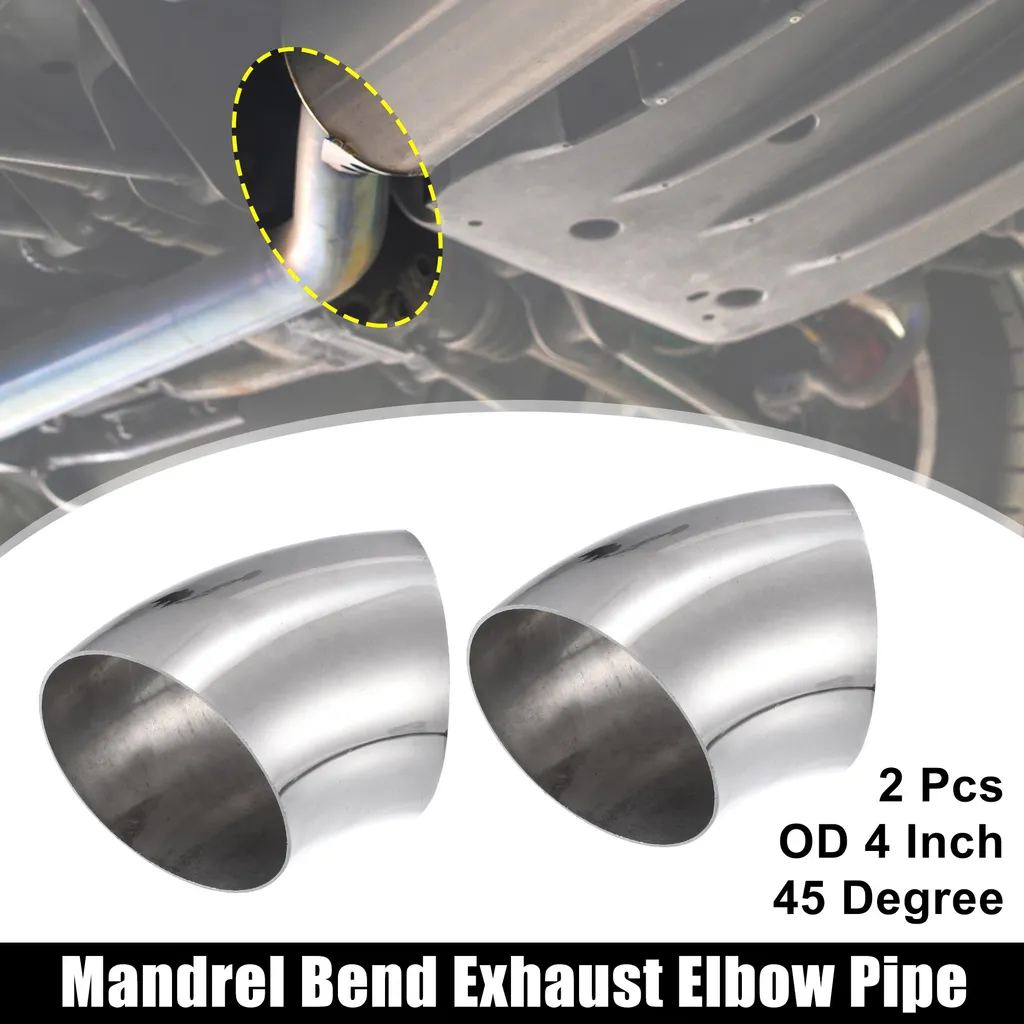 Tube de raccordement coudé 45° en acier inox 102mm pour échappement - 2p