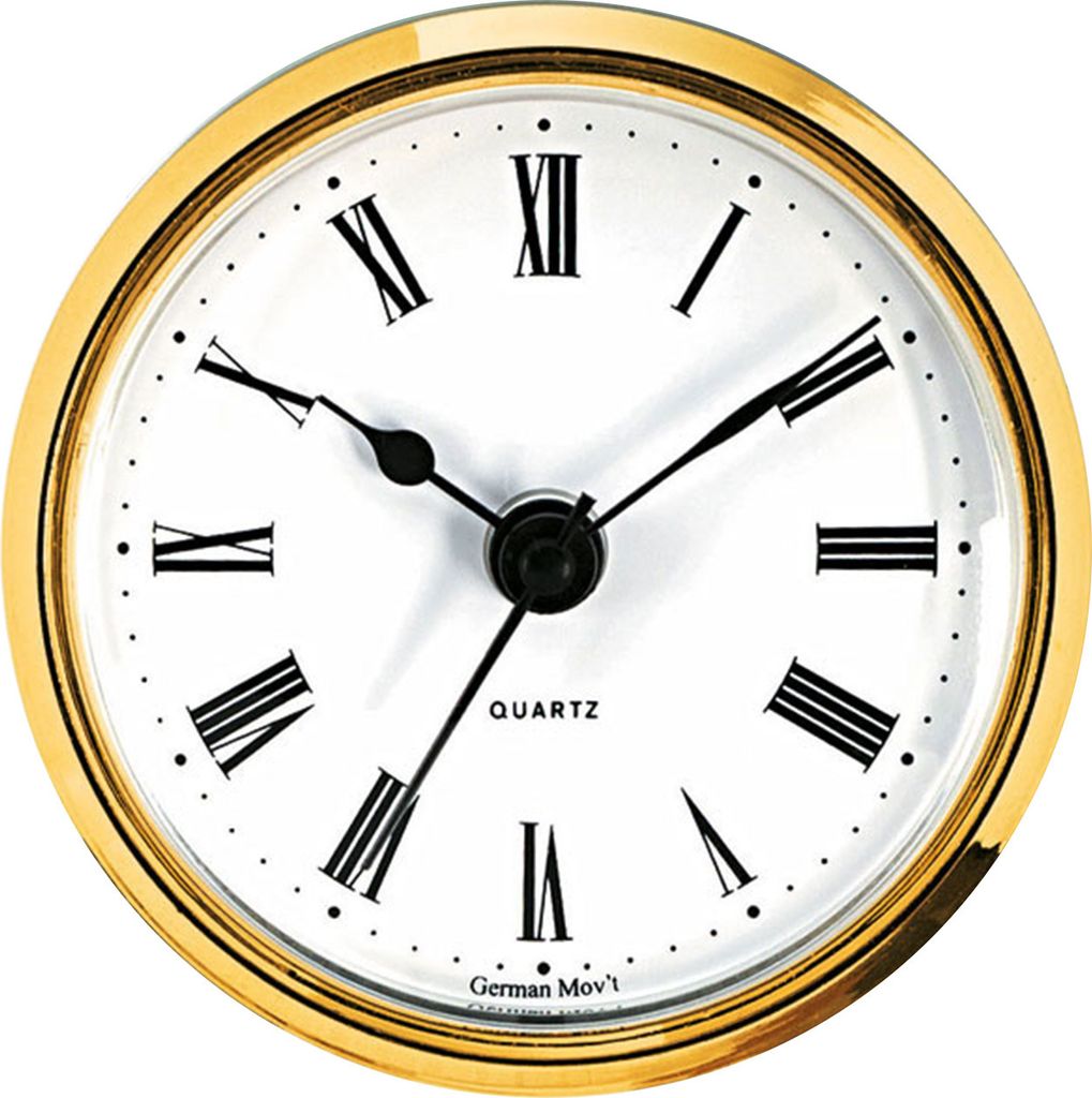 UTS Einsteckwerk, Trommel 57 mm, Lünette 86 mm, Gold, weiß-antik Zifferblatt