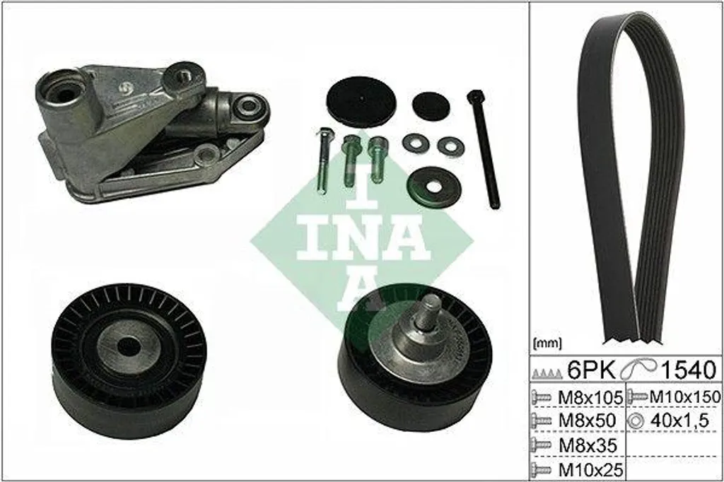 Courroie d'Accessoire crantée Kit INA 529 0198 10 compatible BMW 1437475
