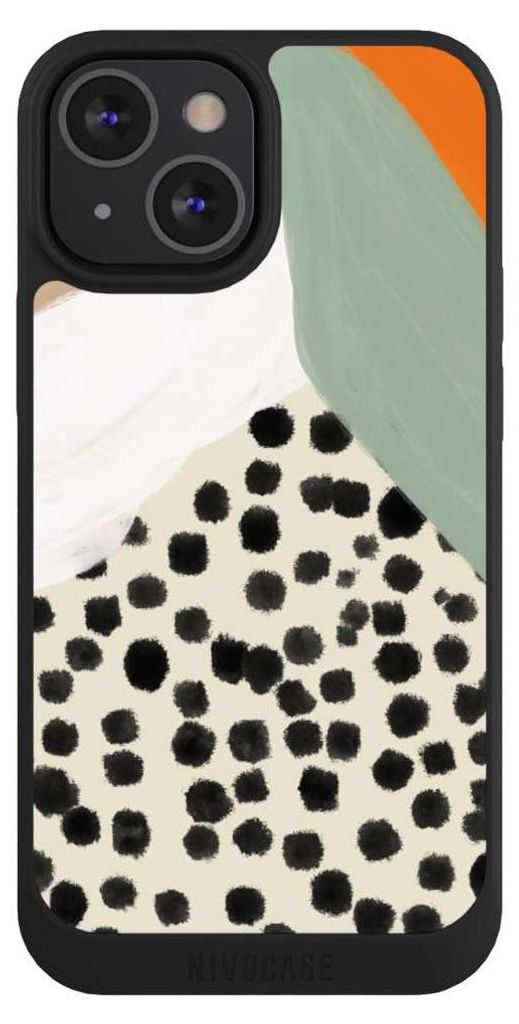 NIVOCASE Handyhülle für Apple iPhone 13 Mini Hülle NIVOpure Case Schwarz Abstrakt Boho Kunst