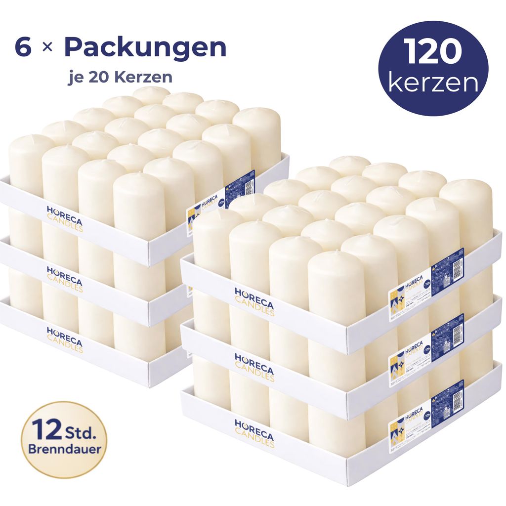 HORECA CANDLES Candele a cono color avorio Ø 4x7 cm Set da Immagine del prodotto 