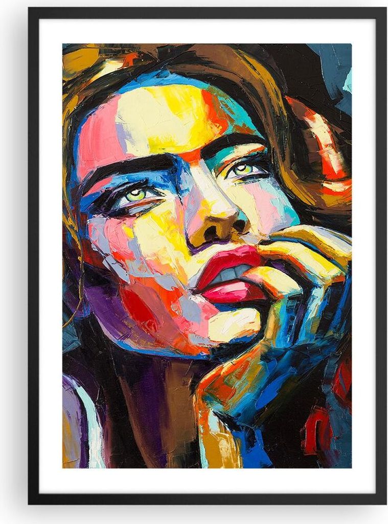 Gerahmtes Poster - Schwarzer Rahmen - Mädchen Gesicht - 50x70 cm - Wand Bild - Wanddeko - Wandbilder - Kunstposter - Wandposter - Bilderrahmen - B...