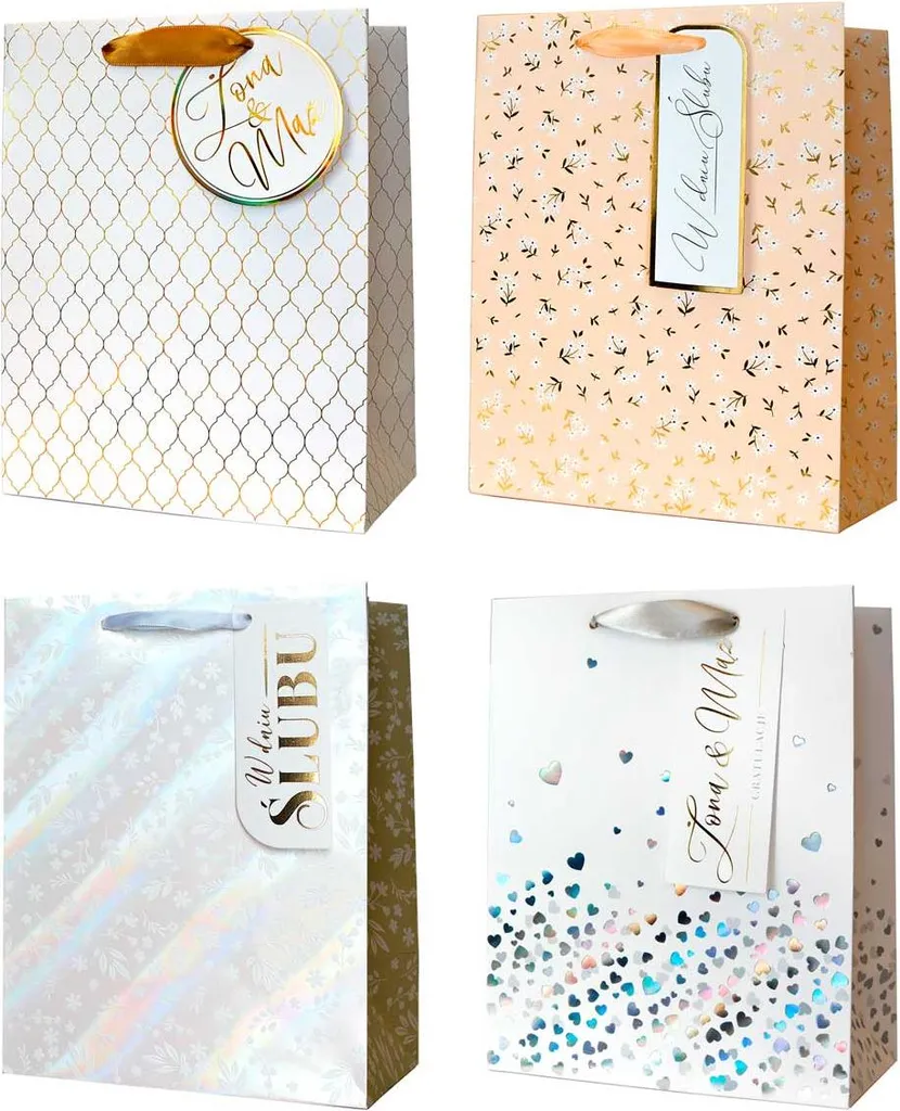 Sac de mariage 17.9x12.8cm 12pcs QPS-062 : Pochette cadeau élégante