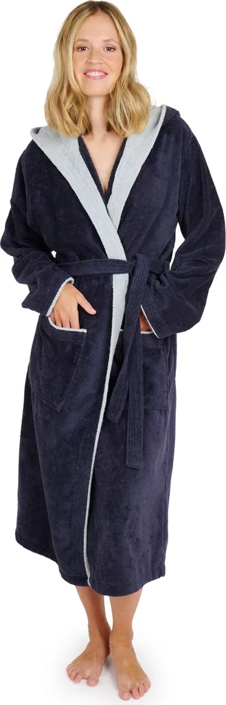 Morbido Accappatoio Donna Blumtal XL Cotone Blu con Cappuccio Foderato