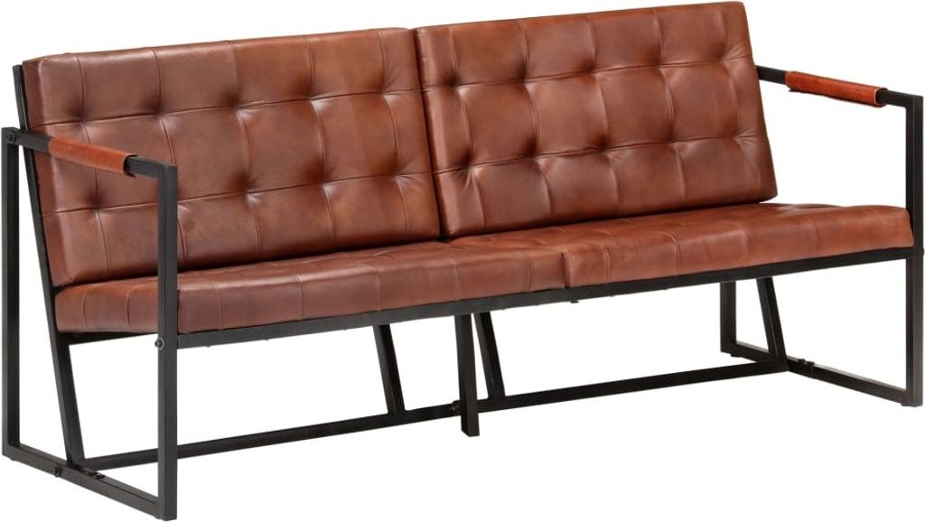 3-Sitzer-Sofa Braun Echtes Ziegenleder, Wohnlandschaft-Sofa, Couch, Relaxsofa Moderne