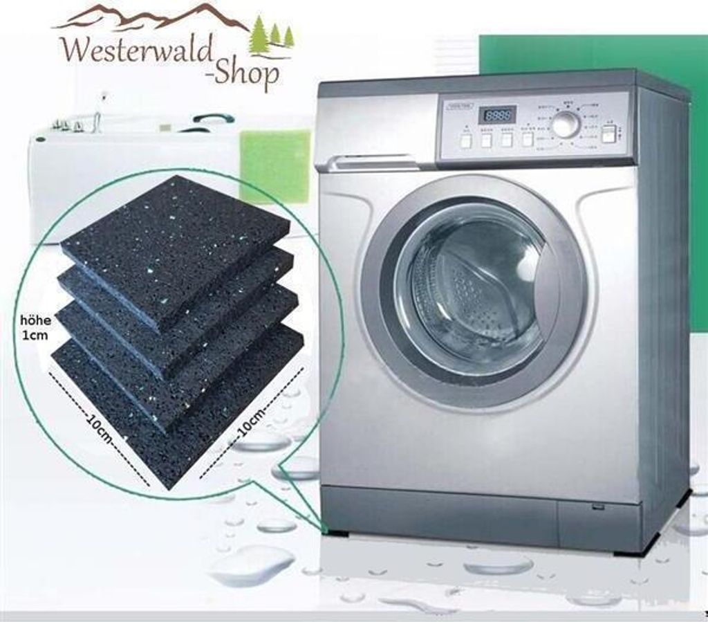 4 Anti-Rutsch Pads schwarz 100x100x10mm – Effektive Vibrationsdämpfer für Waschmaschinen und Trockner – Weniger Lärm, mehr Stabilität