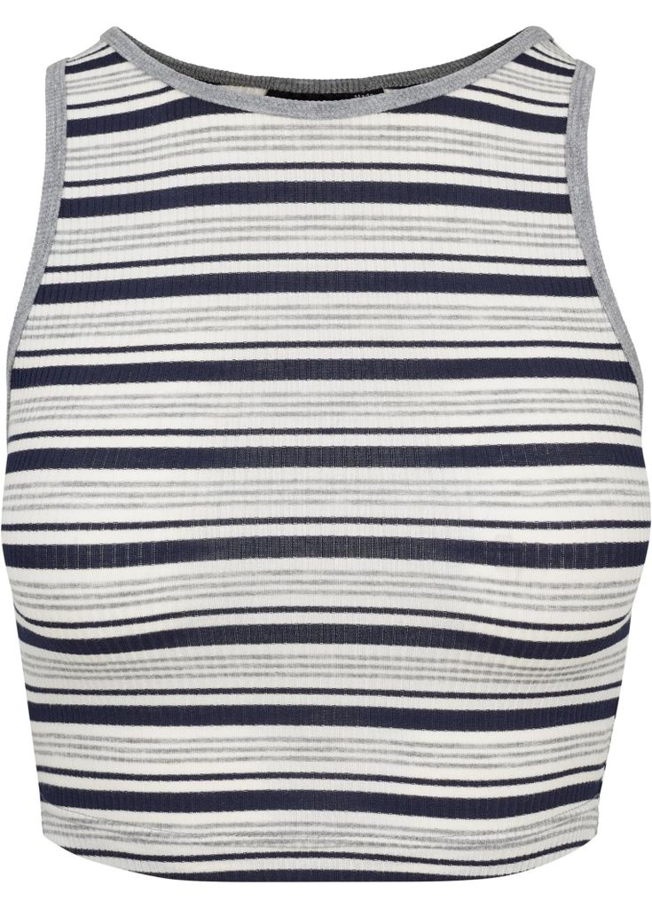Urban Classics Damen Ladies Rib Stripe Cropped Top Top,, per pack Mehrfarbig (navy/white/grey 01312), X-Large (Herstellergröße: XL)