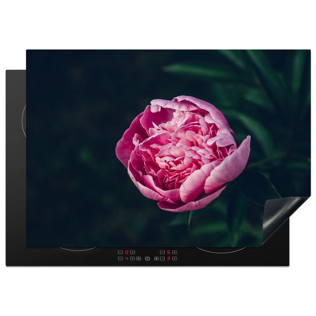 KitchenYeah Herdabdeckplatte Blumen - Rosa - Rosen , 75x52cm, Küche Deko, Glaskeramikkochfeld Herdabdeckung, Abdeckplatte fùr Kochfeld