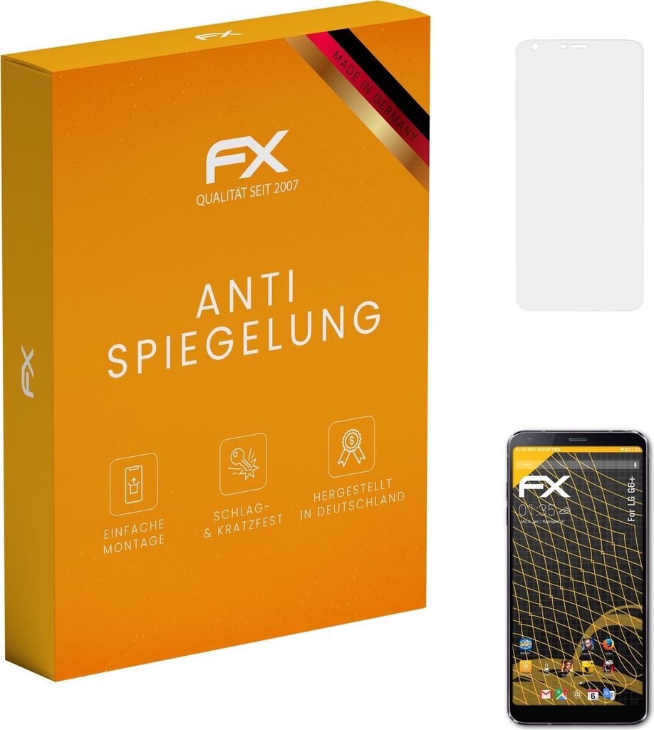 atFoliX FX-Antireflex 3x Schutzfolie kompatibel mit LG G6+ Displayfolie