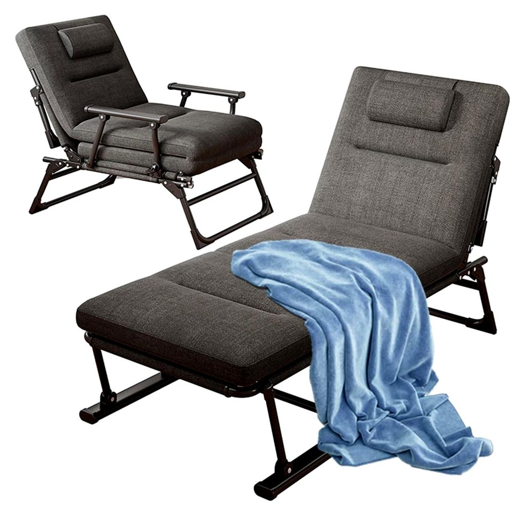 Zero Gravity Chair Tragbarer Loungesessel mit Kissen, 6-fach verstellbare Rückenlehne, Gartenloungesessel mit Decke für Hof, Camping, Strand, Poo...