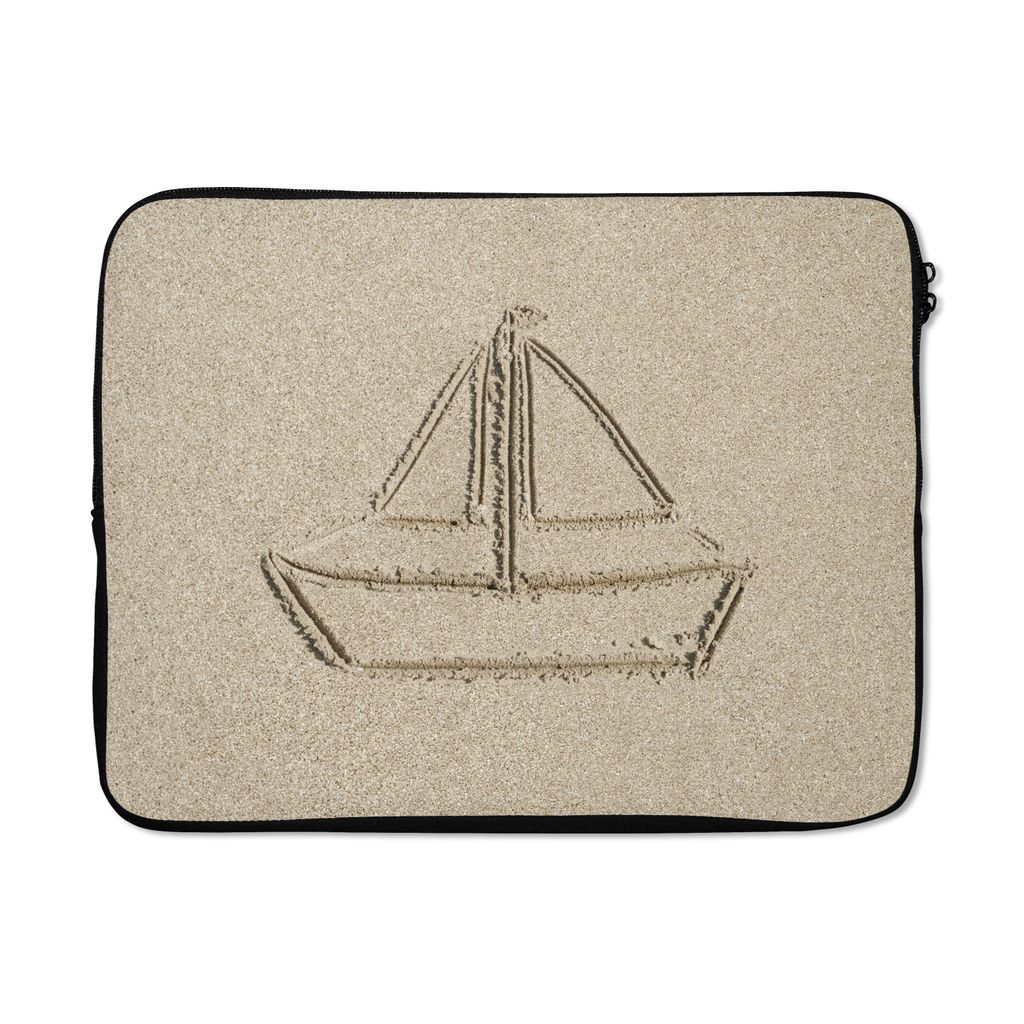 MuchoWow Laptop Hülle 17 Zoll Laptoptasche Boot in Sand gezeichnet - Zipper - Schutzabdeckung